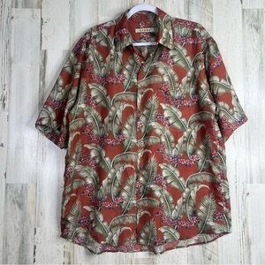 Summa Tropical Silk Button Down Short Sleeve Shirt Size Medium Lightweight Breez